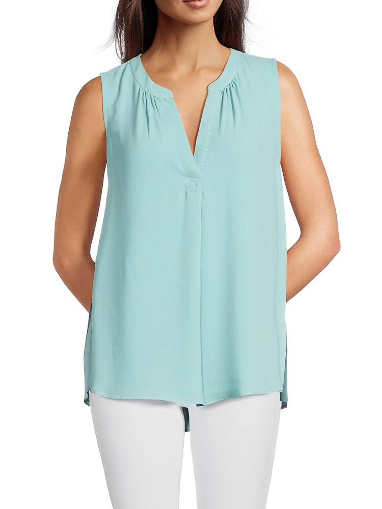 T Tahari Women's Splitneck Sleeveless Blouse - Blue Haze Cover