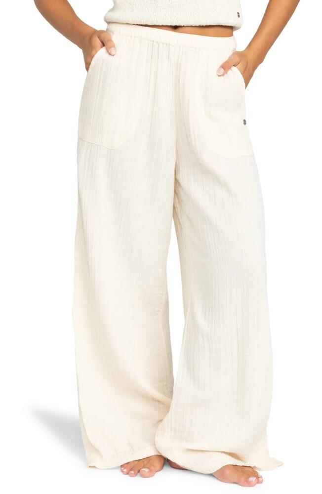 Roxy What a Vibe Wide Leg Organic Cotton Gauze Pants in Parchment Cover