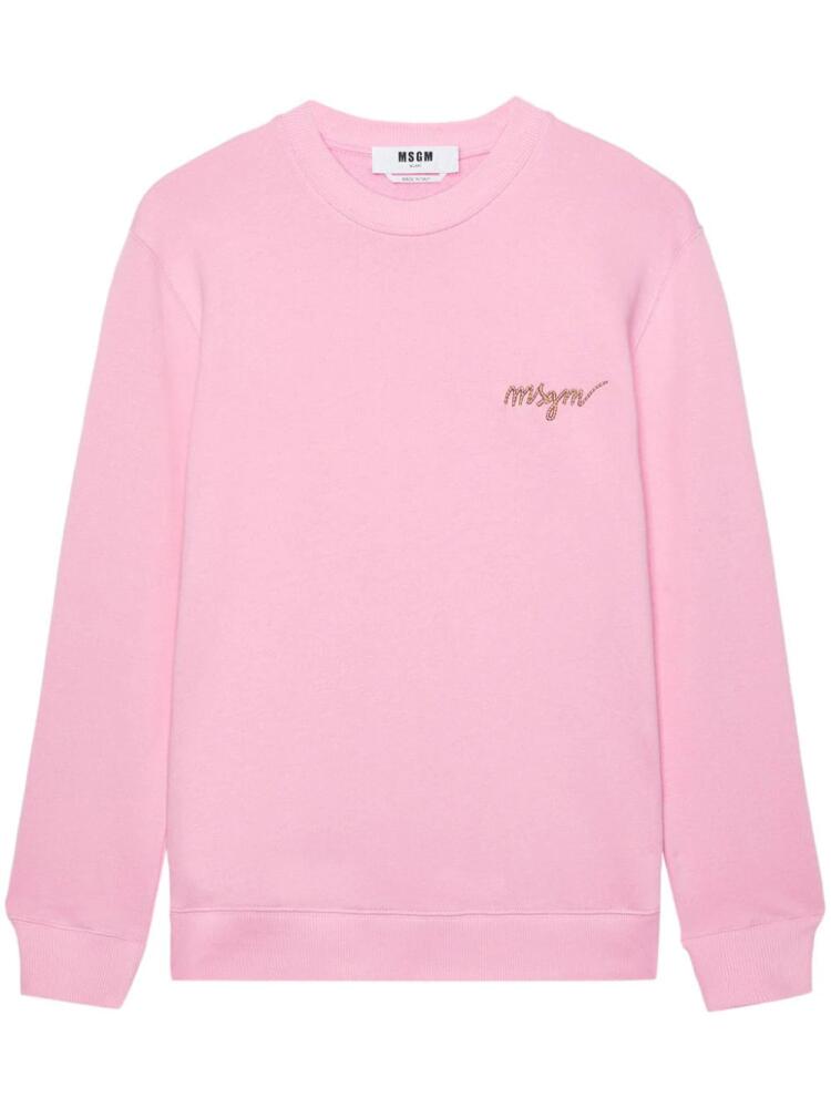 MSGM embroidered-logo cotton sweatshirt - Pink Cover