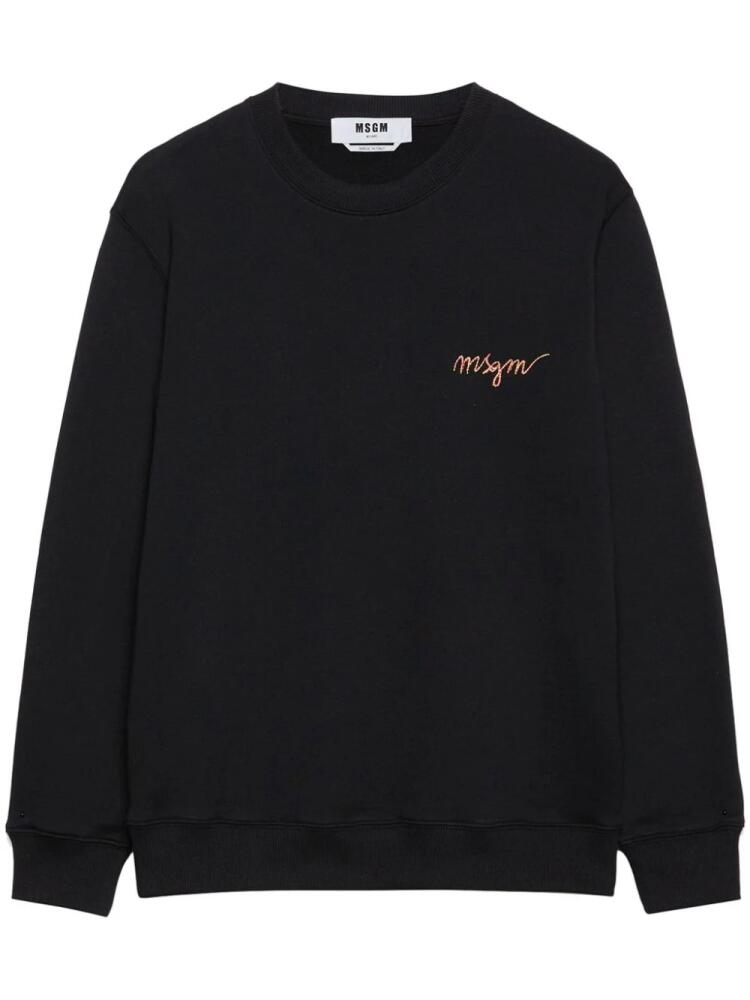 MSGM embroidered-logo cotton sweatshirt - Black Cover