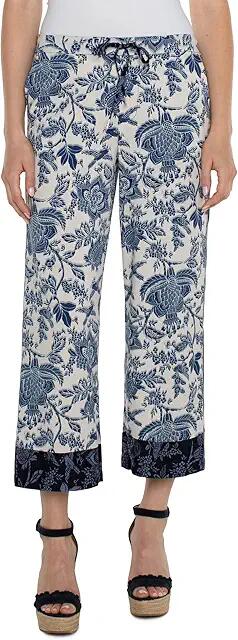 Liverpool Los Angeles Draw String Wide Leg Pull On Mid-Rise Pant 25 (Galaxy Floral Print) Women's Dress Pants Cover