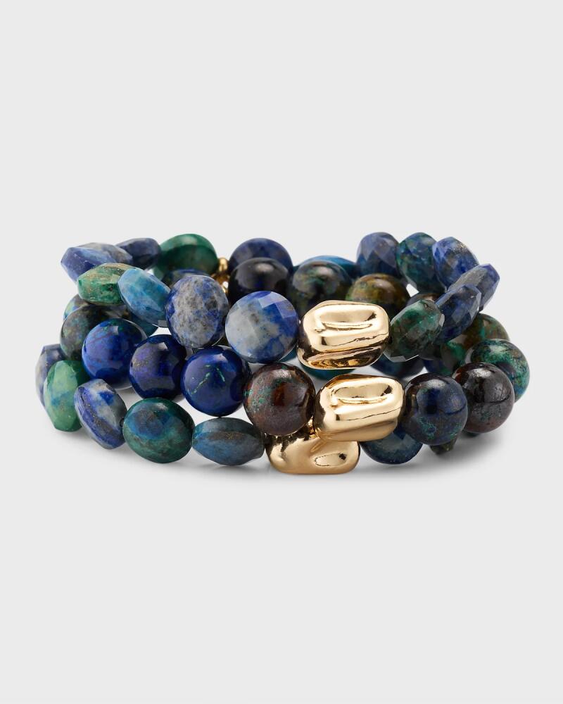 Devon Leigh Chrysocolla Gold Accent Stretch Bracelets, Set of 3 Cover