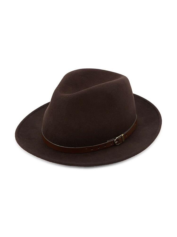 Saks Fifth Avenue Made in Italy Men's Faux Leather & Potenza Wool Fedora - Brown Cover