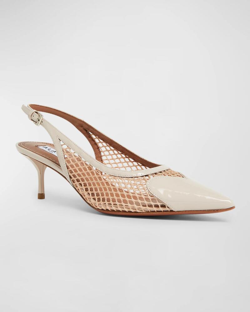 ALAIA Mesh Heart-Toe Slingback Pumps Cover