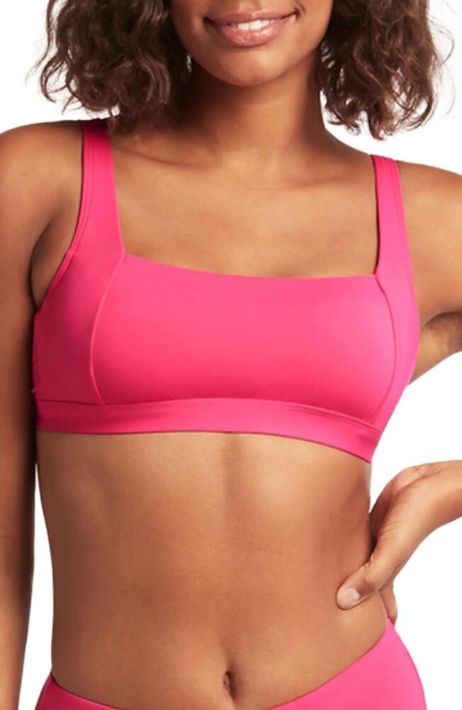 Sea Level Square Neck Bralette Bikini Top in Hot Pink Cover