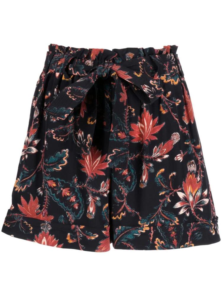 Ulla Johnson floral-print tie-waist shorts - Black Cover