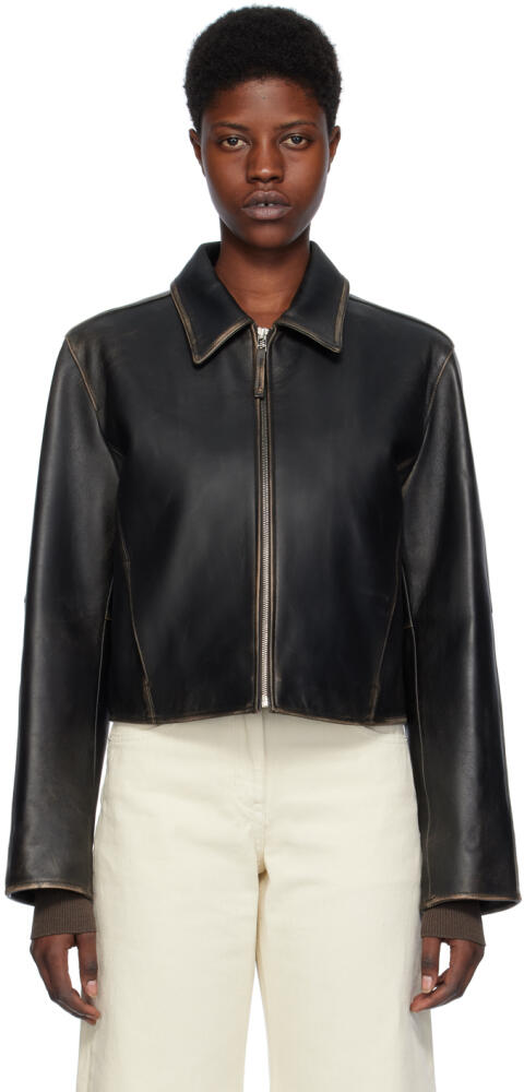 LOW CLASSIC Black Faded Leather Jacket Cover