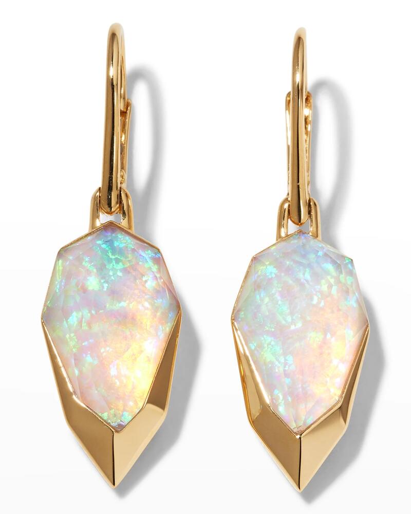 Stephen Webster Yellow Gold Diced Pear Earrings with Opalescent Clear Quartz Cover