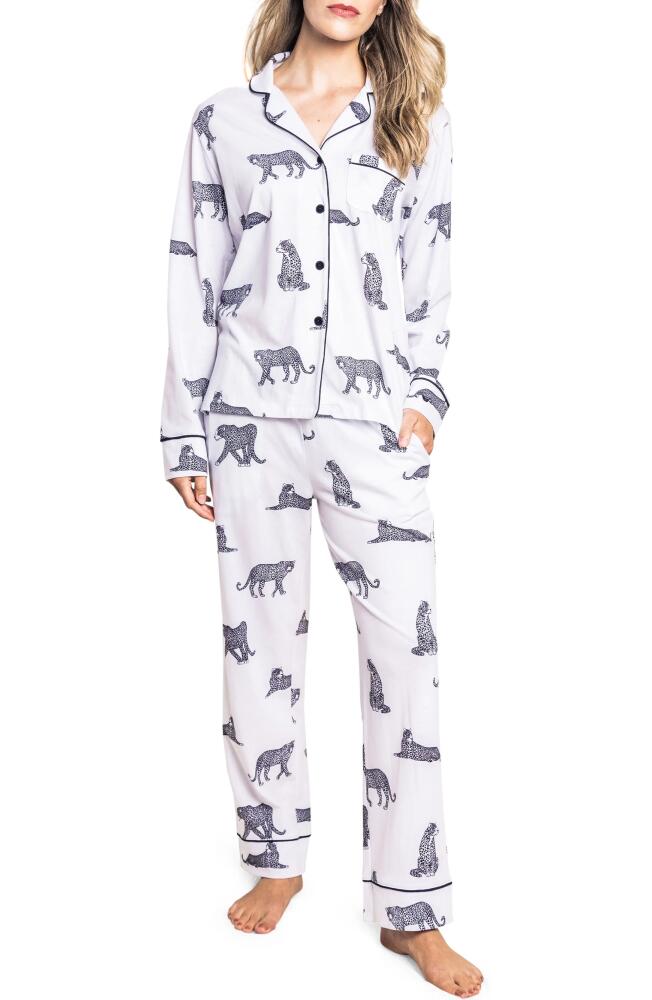 Petite Plume Panther Print Pajamas in White Cover