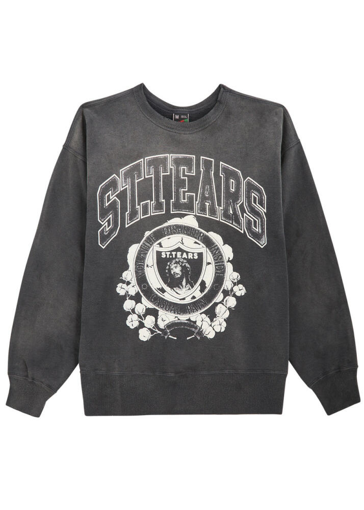 Saint Mxxxxxx Denim Tears Printed Cotton Sweatshirt - Black Cover