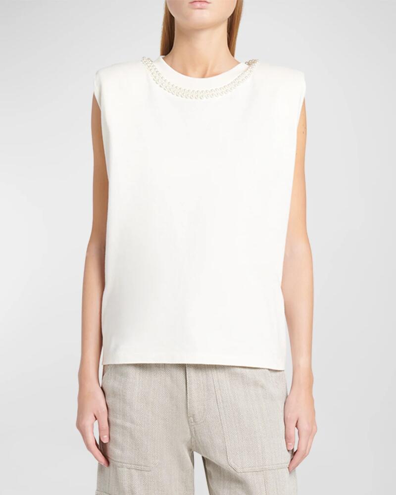 Golden Goose Journey Sleeveless Pearl-Embellished T-Shirt Cover