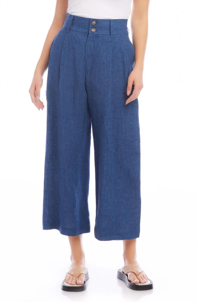 FIFTEEN TWENTY Sadie Linen Crop Wide Leg Pants in Blue Cover