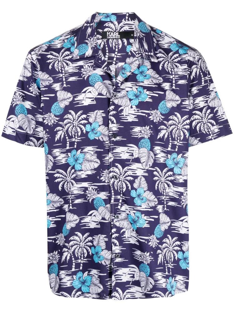 Karl Lagerfeld palm tree-print cotton shirt - Blue Cover