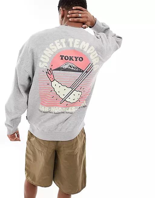 ONLY & SONS oversized sweatshirt with tempura back print in light gray Cover