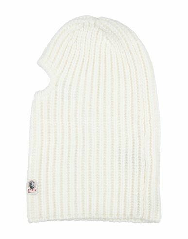 Parajumpers Woman Hat Off white Merino Wool, Cotton Cover