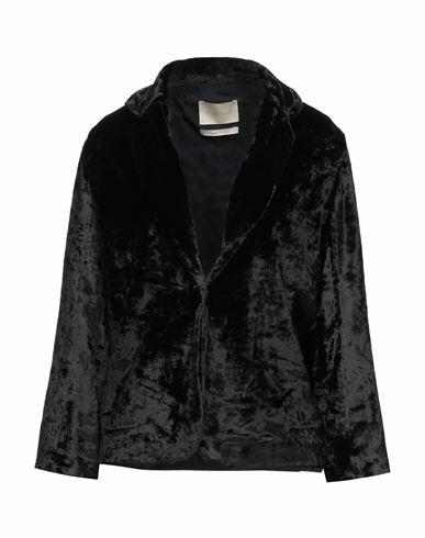 Momoní Woman Blazer Black Viscose, Cotton Cover