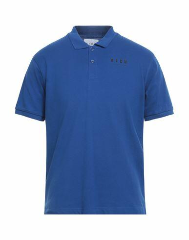 John Richmond Man Polo shirt Bright blue Cotton, Elastane Cover