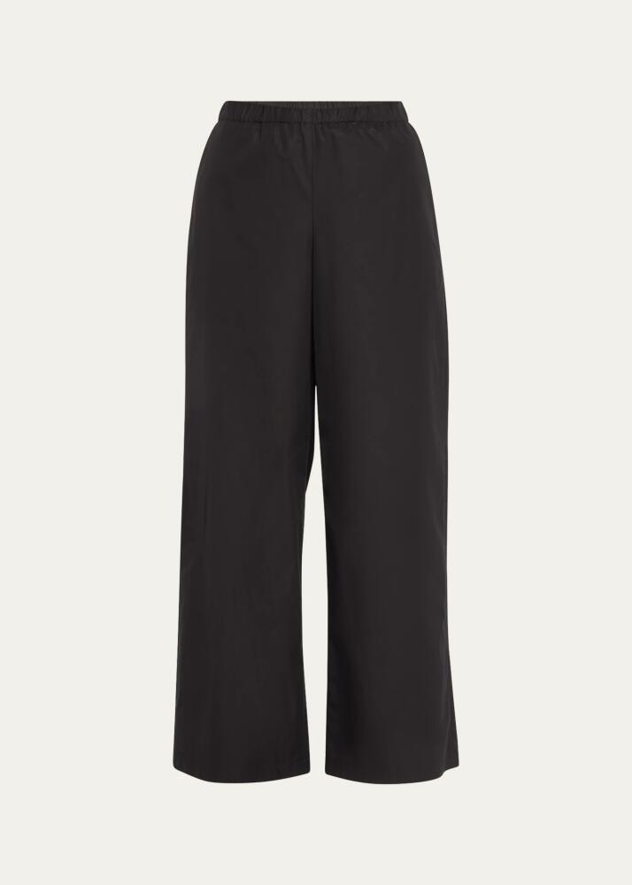 Lafayette 148 New York Riverside Wide-Leg Organic Cotton Poplin Pants Cover