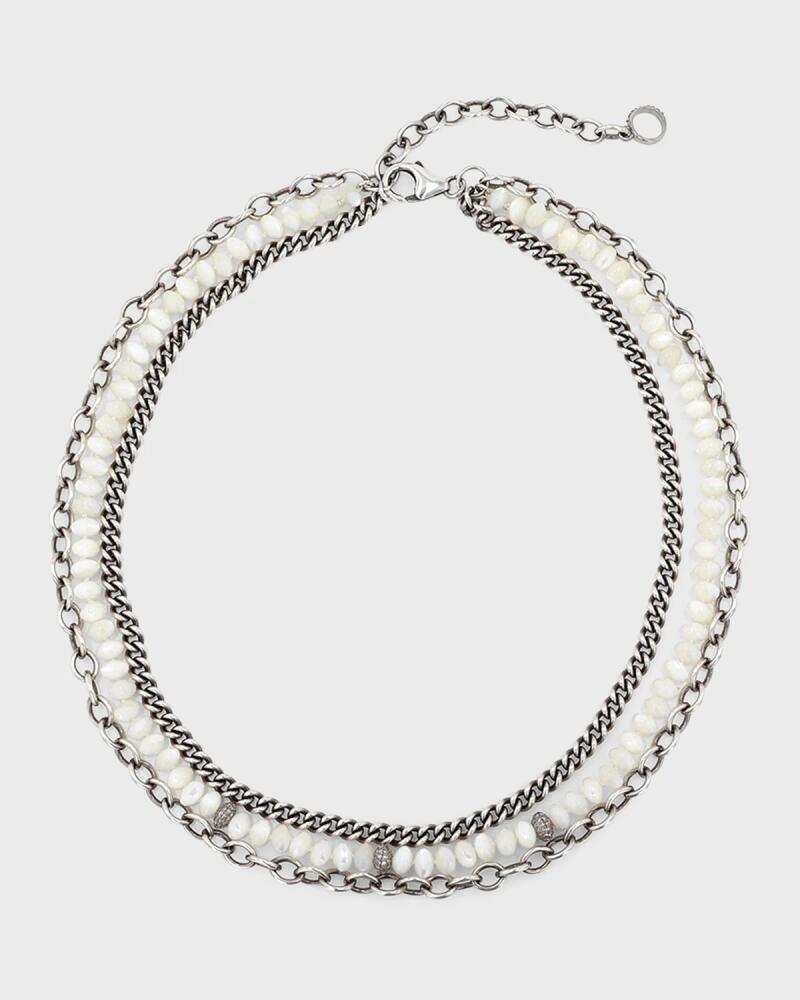 Sheryl Lowe Multi-Knot Pearl Chain Necklace with Pave Diamonds Cover