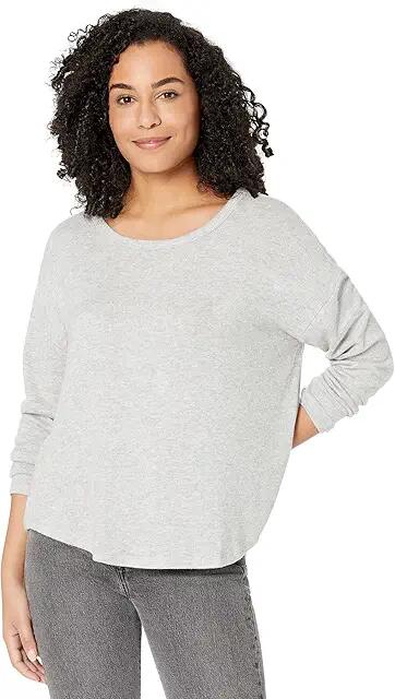 Lucky Brand Cloud Jersey Long Sleeve Crew (Light Heather Gray 1) Women's Clothing Cover