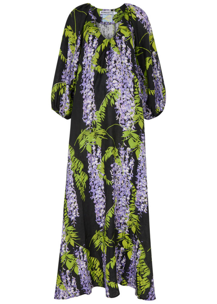 Bernadette Georgio Floral-print Linen Gown - Black Cover