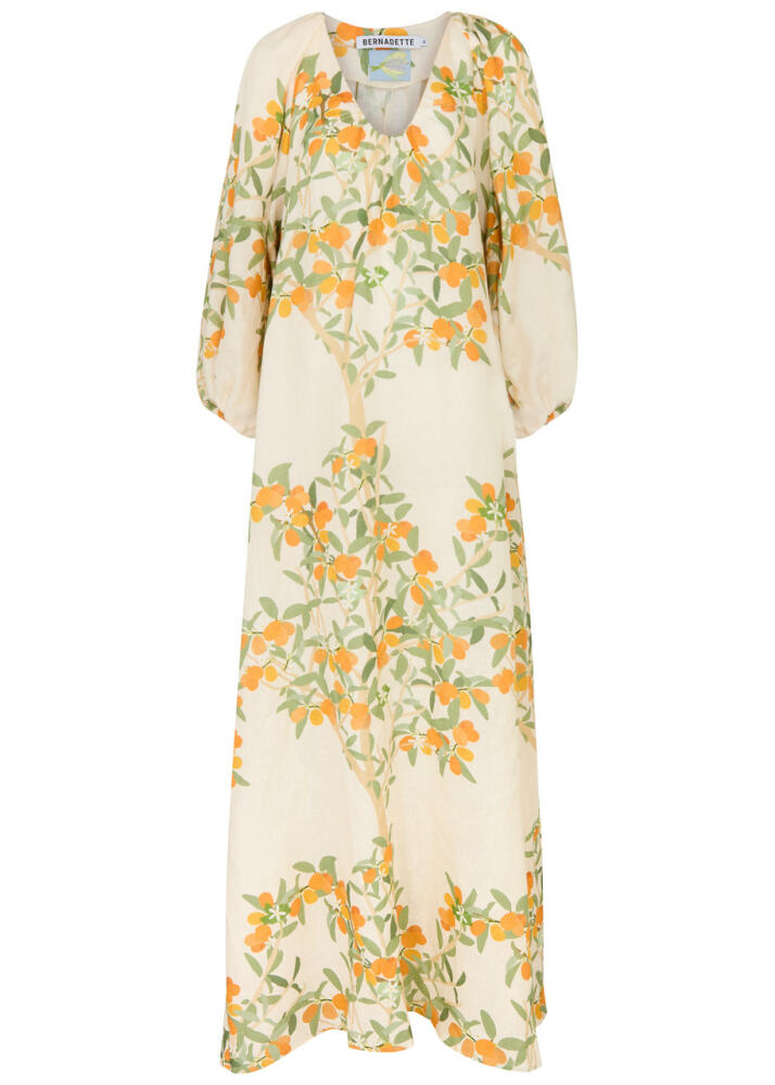 Bernadette Georgio Floral-print Linen Gown - Cream Cover