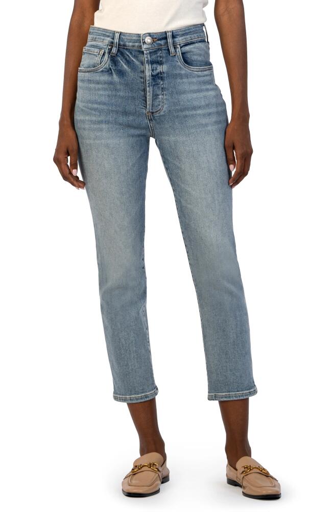 KUT from the Kloth Elizabeth High Waist Crop Straight Leg Jeans in Supported Cover