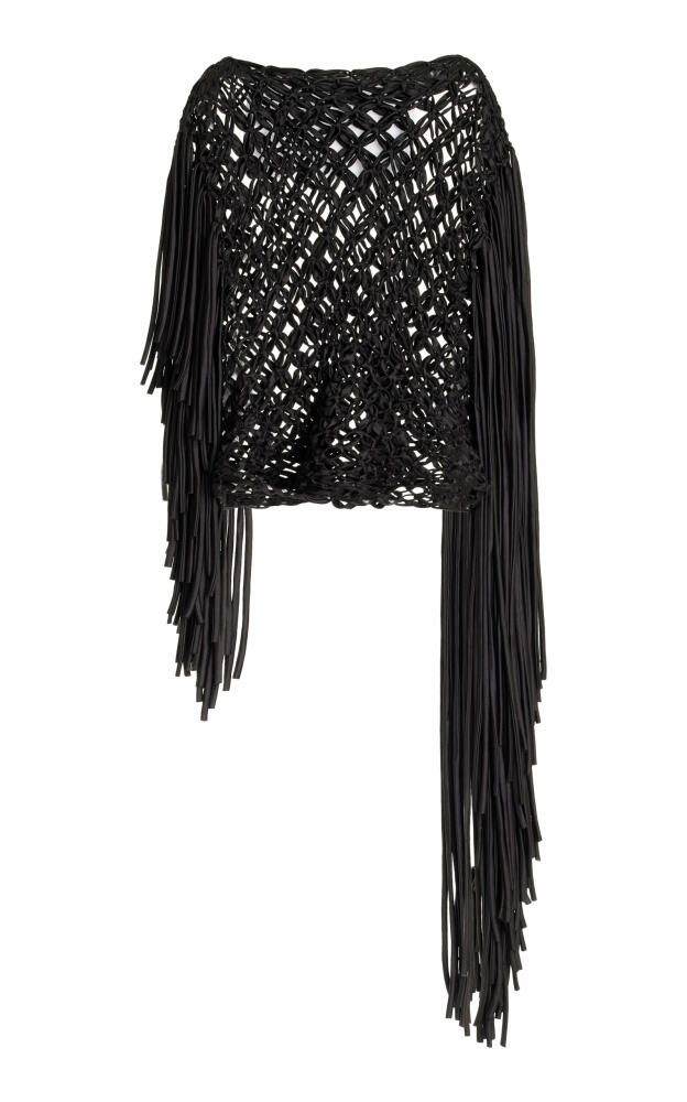 Diotima - Fringed Macrame Satin Top - Black Cover