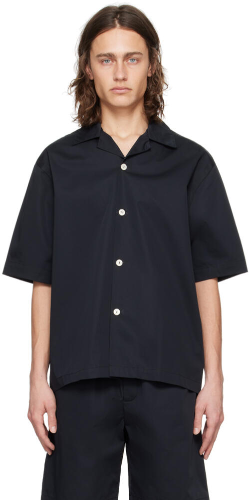 Róhe Black Camp Collar Shirt Cover