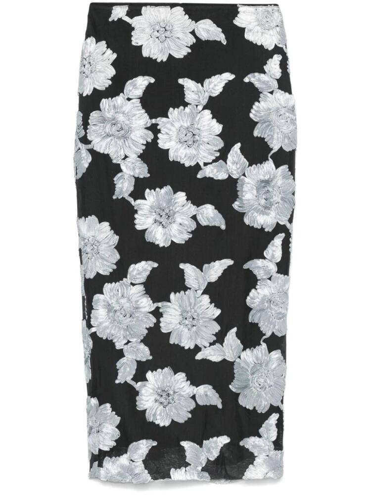 ROTATE BIRGER CHRISTENSEN floral-mesh pencil skirt - Black Cover