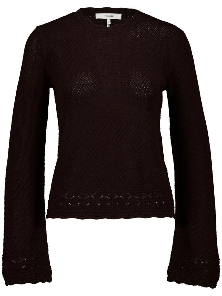 FRAME pointelle-knit bell-sleeve jumper - Black Cover