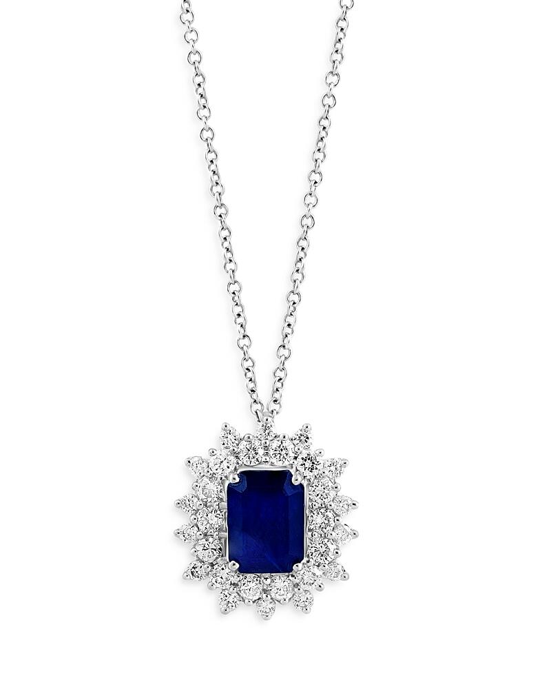 Bloomingdale's Fine Collection Sapphire & Diamond Starburst Pendant Necklace in 14K White Gold, 18 - Exclusive Cover