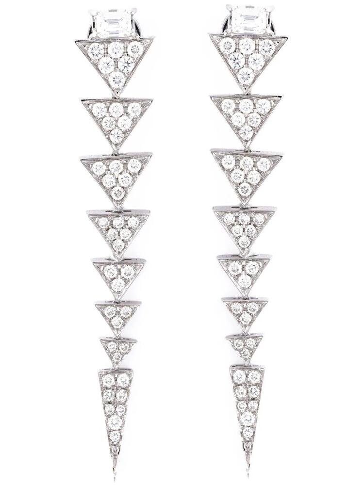 Nikos Koulis long triangle drop diamond earrings - Metallic Cover