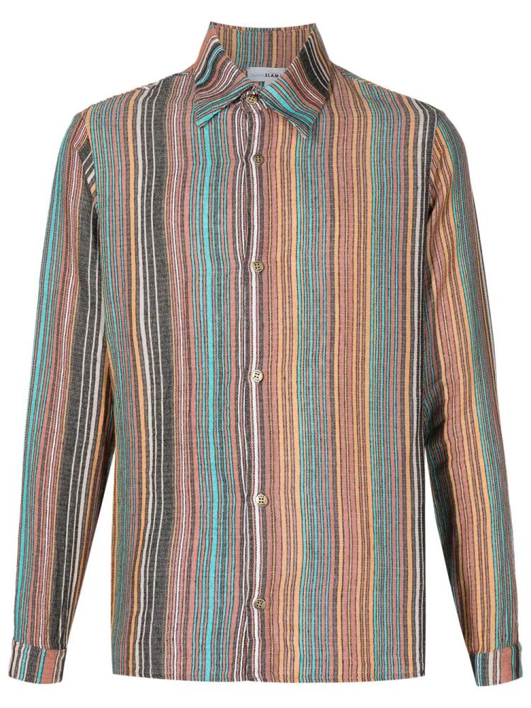 Amir Slama striped jacquard cotton shirt - Brown Cover