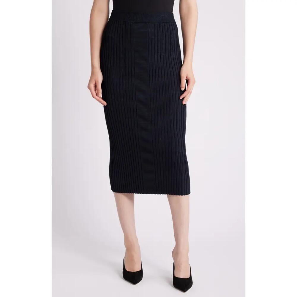 BOSS Farmina Midi Sweater Skirt in Black Stripe Cover