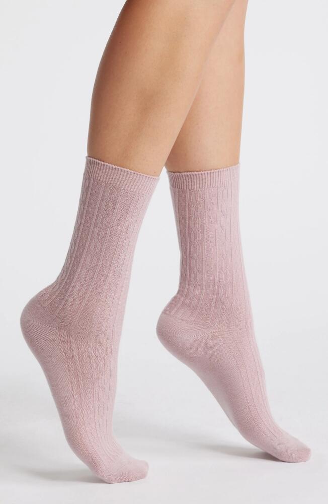 Nordstrom Cable Crew Socks in Pink Puff Cover