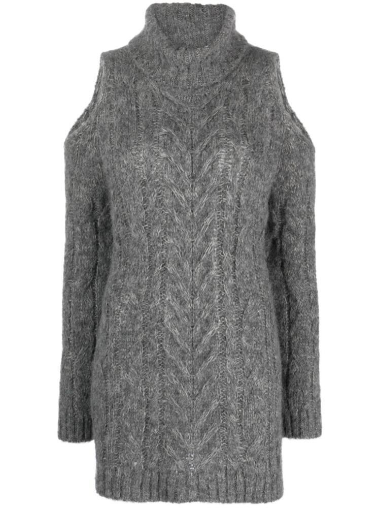 P.A.R.O.S.H. cold-shoulder cable-knit jumper - Grey Cover