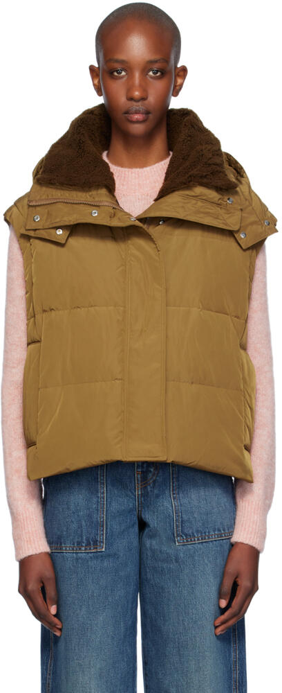 Yves Salomon Tan Ultralight Down Vest Cover