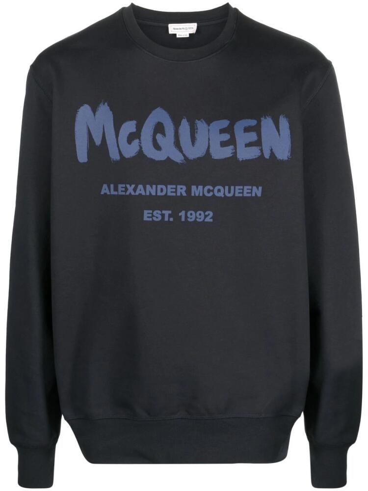 Alexander McQueen Graffiti logo-print sweatshirt - Blue Cover