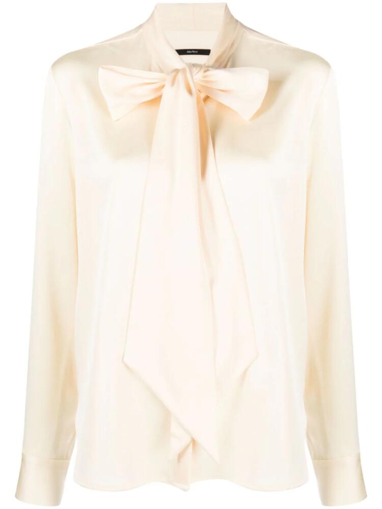 Alex Perry pussy bow-collar satin blouse - Neutrals Cover