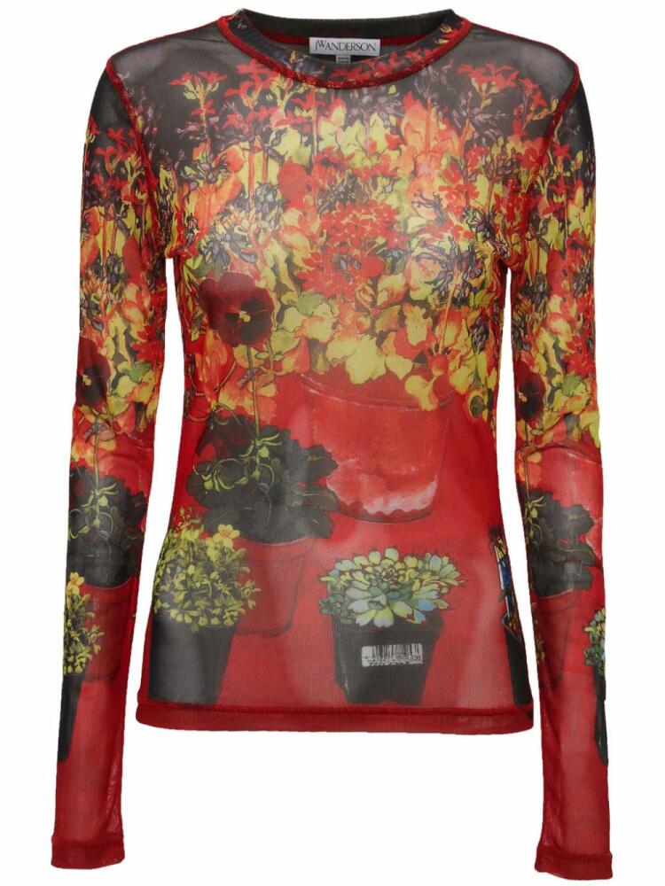 JW Anderson floral-print long-sleeve T-shirt - Red Cover