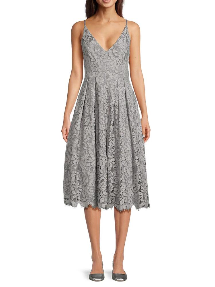 Eliza J Women's Lace Midi Fit & Flare Dress - Silver Cover