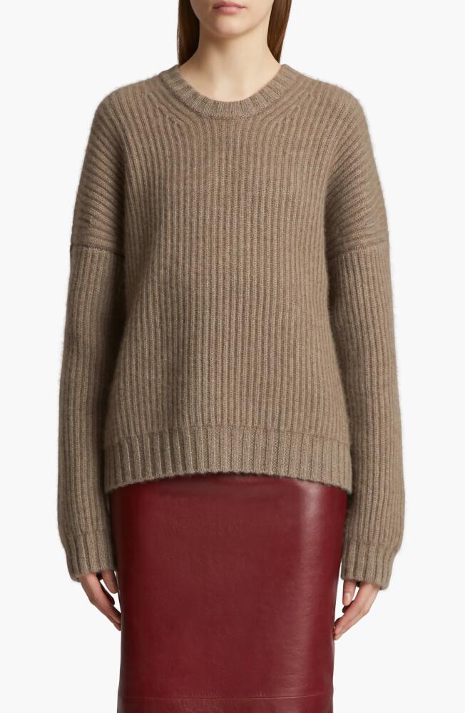 Khaite Manuela Cashmere Rib Crewneck Sweater in Barley Cover