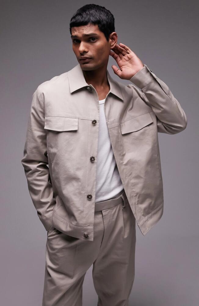 Topman Linen Blend Jacket in Stone Cover