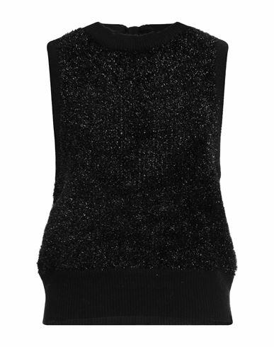 Ganni Woman Sweater Black Metallic fiber, Polyamide, Wool Cover