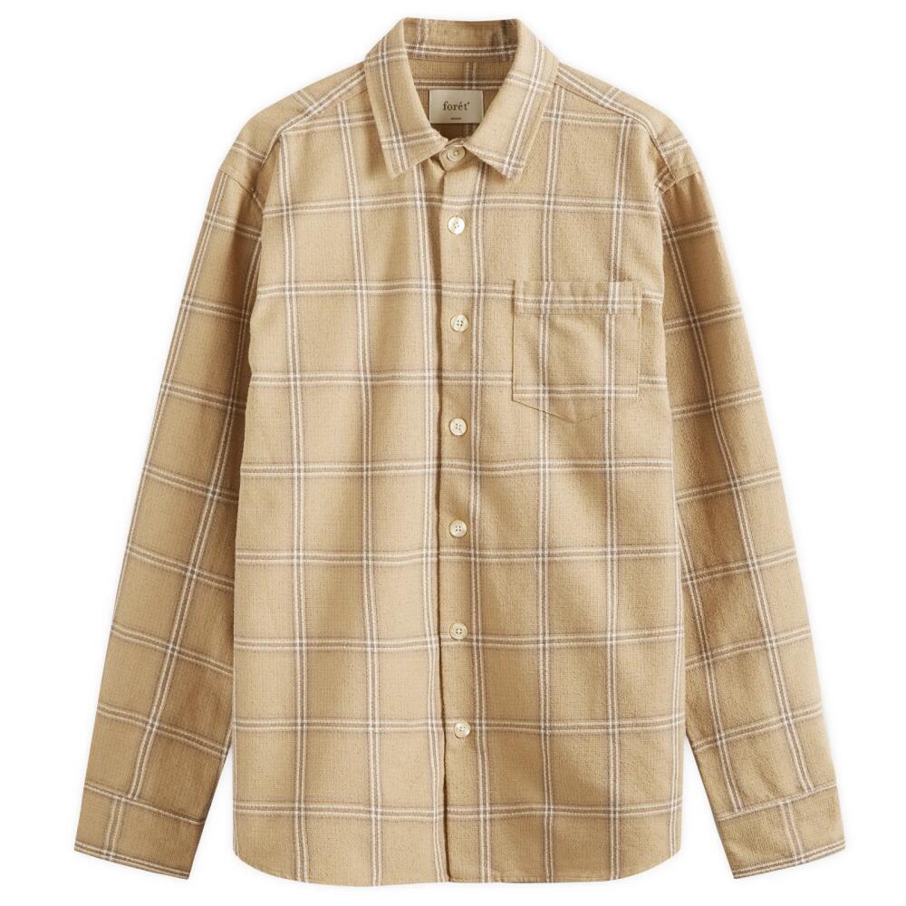 Foret Men's Fable Check Overshirt in Khaki Check Cover