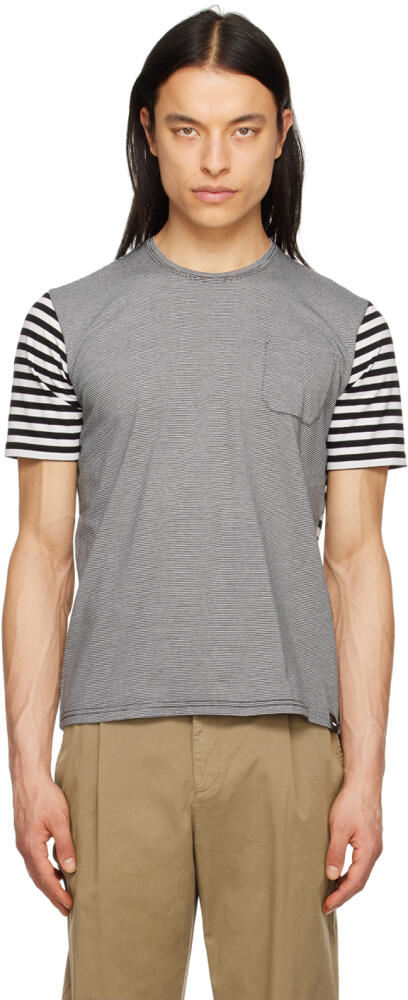 ASPESI Black & White Striped T-Shirt Cover