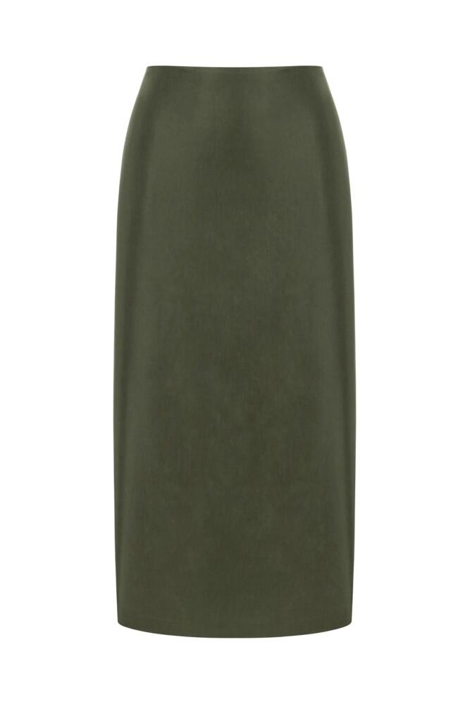 Nocturne Midi Skirt with Back Slits in Khaki Cover