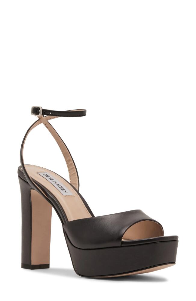 Steve Madden Assured Ankle Strap Platform Sandal in Black Leat Cover