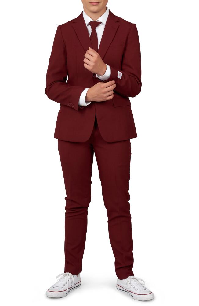 OppoSuits Blazing Burgundy Two-Piece Suit & Tie in Red Cover